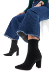 Schwarze spitze Socken-Stiefeletten mit hohem Absatz The First 484
