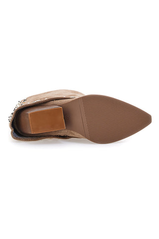 Stivaletti Beige Texani con Borchie Decorative THE FIRST 504