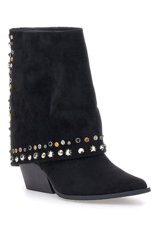 THE FIRST 504 Schwarze Texaner Stiefeletten mit dekorativen Nieten