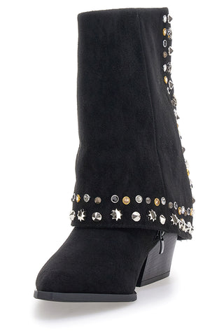 THE FIRST 504 Schwarze Texaner Stiefeletten mit dekorativen Nieten