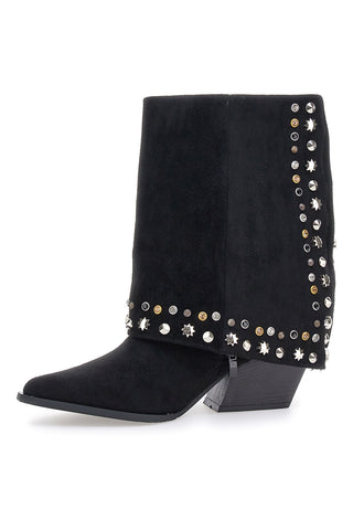 THE FIRST 504 Schwarze Texaner Stiefeletten mit dekorativen Nieten