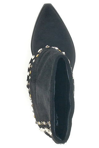 THE FIRST 504 Schwarze Texaner Stiefeletten mit dekorativen Nieten