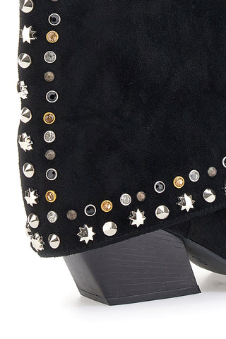 THE FIRST 504 Schwarze Texaner Stiefeletten mit dekorativen Nieten