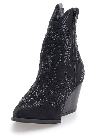 Stivaletti Texani Neri alla Caviglia con Decorazioni THE FIRST 506