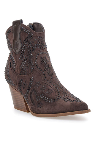 Braune texanische Stiefeletten mit Verzierungen THE FIRST 506