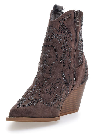 Braune texanische Stiefeletten mit Verzierungen THE FIRST 506