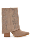 Stivali Texani Beige A Punta con Brillantini THE FIRST 507