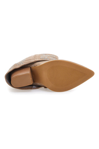 Stivali Texani Beige A Punta con Brillantini THE FIRST 507