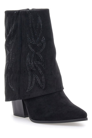 Schwarze spitze Texan-Stiefel mit Glitzer THE FIRST 507