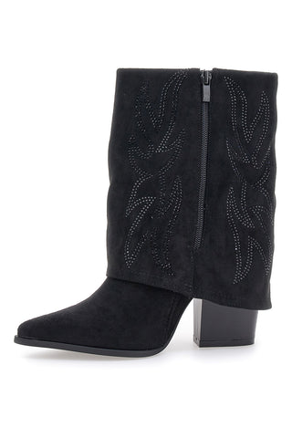 Schwarze spitze Texan-Stiefel mit Glitzer THE FIRST 507