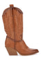 Kamelfarbene Camperos-Stiefeletten mit FIRST LADY 494-Stickerei