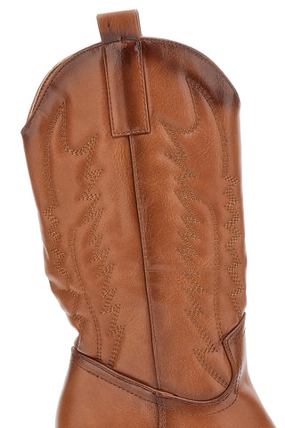 Kamelfarbene Camperos-Stiefeletten mit FIRST LADY 494-Stickerei