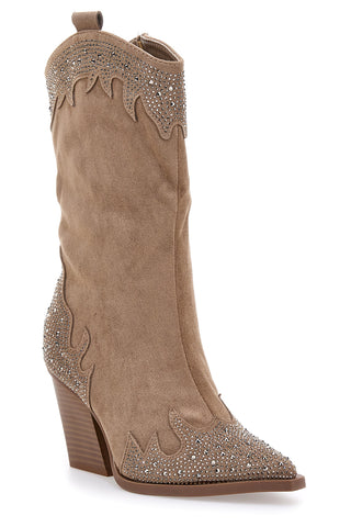 Stivali Camperos Beige con brillanti THE FIRST 505