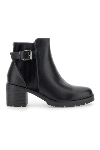 THE FIRST 479 Schwarze Stiefeletten mit Blockabsatz THE FIRST 479