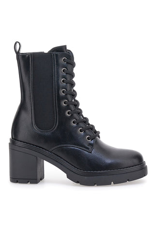 Schwarze Anfibi mit Blockabsatz THE FIRST 482