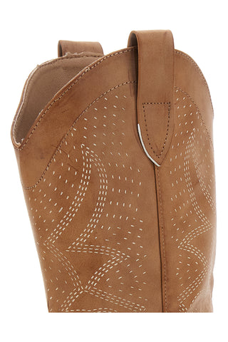 Khakifarbene Texan-Stiefel mit perforiertem Obermaterial CAFÈ COST Q32