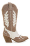 Khakifarbene Texan-Stiefel mit Kontrastmuster CAFÈ COST RQ25S6A