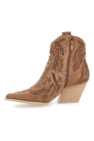 Stivaletti Camel Con Strass First Lady P590