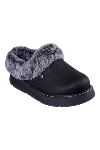 Skechers – Keepsakes Lite Cozy Blend – Pantoletten mit schwarzem Kunstfellfutter