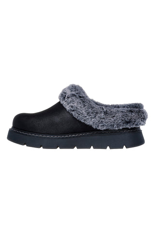 Skechers – Keepsakes Lite Cozy Blend – Pantoletten mit schwarzem Kunstfellfutter