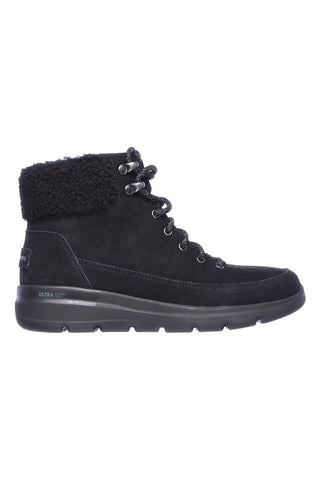 Skechers – Glacial Ultra Woodlands – Schwarze Wildleder-Stiefeletten mit Sherpa-Futter