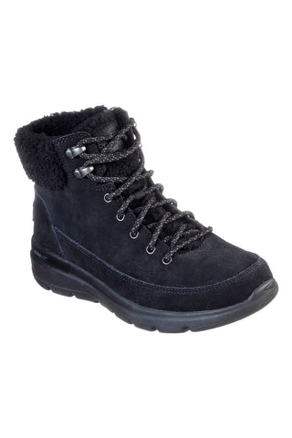 Skechers – Glacial Ultra Woodlands – Schwarze Wildleder-Stiefeletten mit Sherpa-Futter