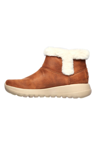 Skechers – On-the-GO – Joy Endeavor – Braune Stiefeletten mit Kunstpelzbesatz