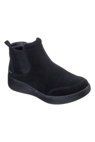 Skechers Laguna Harvest Moons Chelsea Boots aus schwarzem Leder mit Arch Fit Innensohle