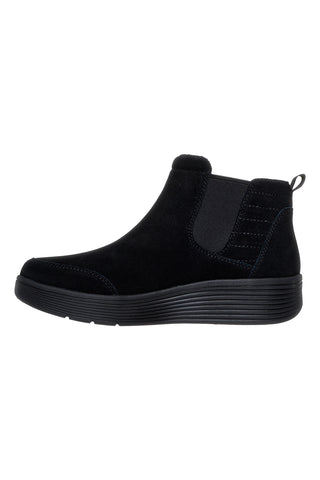 Skechers Laguna Harvest Moons Chelsea Boots aus schwarzem Leder mit Arch Fit Innensohle