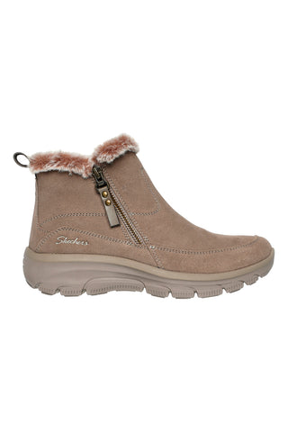 Taupefarbene Stiefeletten mit Reißverschluss und Memory Foam Skechers Easy Going Cool Zip
