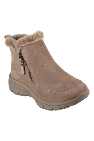 Taupefarbene Stiefeletten mit Reißverschluss und Memory Foam Skechers Easy Going Cool Zip
