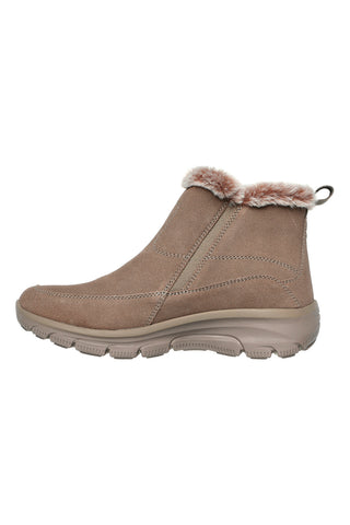 Taupefarbene Stiefeletten mit Reißverschluss und Memory Foam Skechers Easy Going Cool Zip