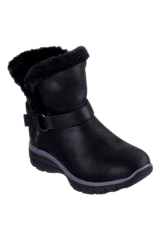 Skechers Easy Going Dreamers Move Wasserdichte Stiefeletten aus veganem Fell, schwarz