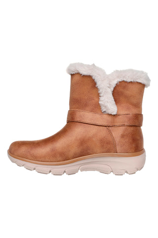 Skechers EASY GOING DREAMERS MOVE – Braune Slip-On-Stiefeletten aus Fell und Memory Foam