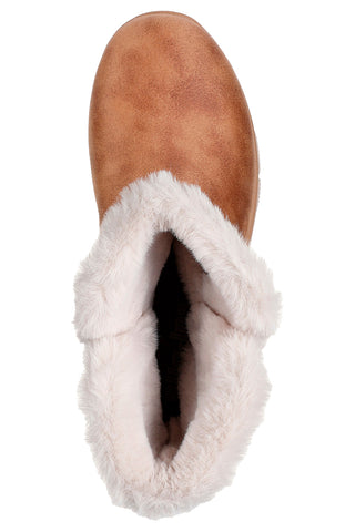 Skechers EASY GOING DREAMERS MOVE – Braune Slip-On-Stiefeletten aus Fell und Memory Foam