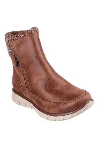 Stivaletti marroni in vegan leather con Warm Tech Memory Foam Skechers Synergy Lovely Collab
