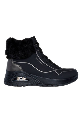 Schwarze Sneaker mit Fell- und Glitzerdetails Skechers UNO RUGGED FALL SHIMMER