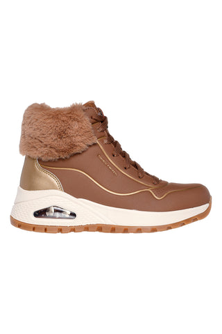 Sneakers marroni con dettagli shimmer e pelliccia Skechers UNO RUGGED FALL SHIMMER