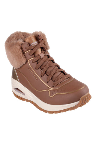 Sneakers marroni con dettagli shimmer e pelliccia Skechers UNO RUGGED FALL SHIMMER