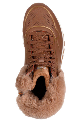 Sneakers marroni con dettagli shimmer e pelliccia Skechers UNO RUGGED FALL SHIMMER