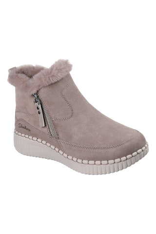 Taupefarbene Wildlederstiefeletten mit Reißverschluss und Memory Foam Skechers Wilshire Blvd Fresh Zip
