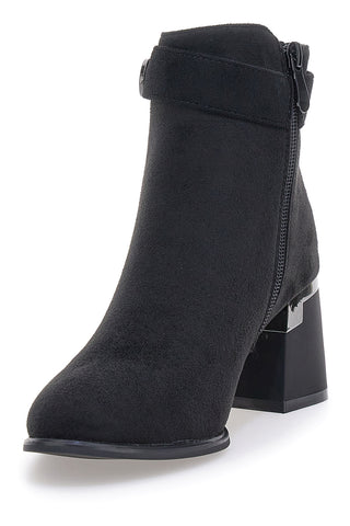 The First P618 – Schwarze Stiefeletten mit quadratischem Absatz