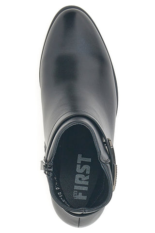 Stivaletti neri con tacco medio e cinturino gioiello The First P619