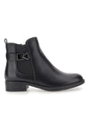 The First P623 Niedrige schwarze Stiefeletten mit seitlicher Schnalle