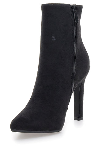 The First P624 Schwarze Stiefeletten mit hohem Absatz und spitzer Zehenpartie