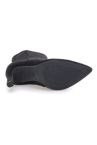 The First P624 Schwarze Stiefeletten mit hohem Absatz und spitzer Zehenpartie