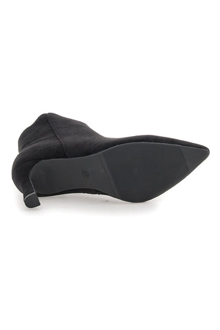 Stivaletti neri con tacco a spillo effetto scamosciato The First P625