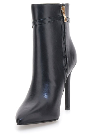 The First P626 Schwarze Stiefeletten mit hohem Absatz und goldenem Riemen