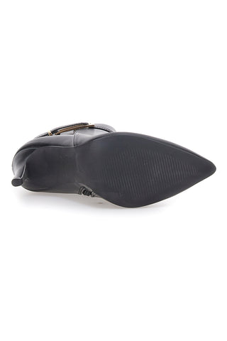Stivaletti neri con tacco alto e cinturino dorato The First P626