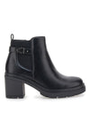 The First P629 Schwarze Stiefeletten mit mittelhohem Absatz und seitlichem Riemen